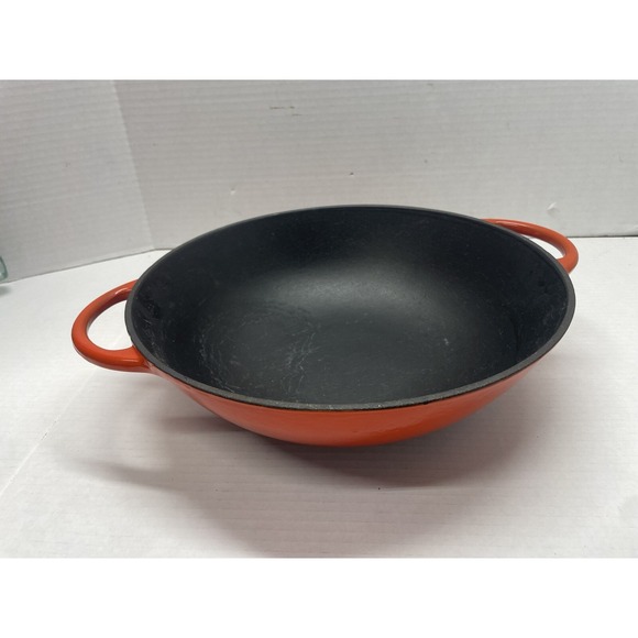 Bergner Cast Iron‎ Enamel Wok Cookware Fire Red Orange Ombre 12 Inches EUC